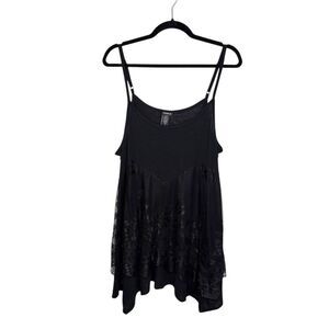 Torrid Women’s 1X Babydoll Cami Tank Top Black Flutter Lace Goth Whimsigoth